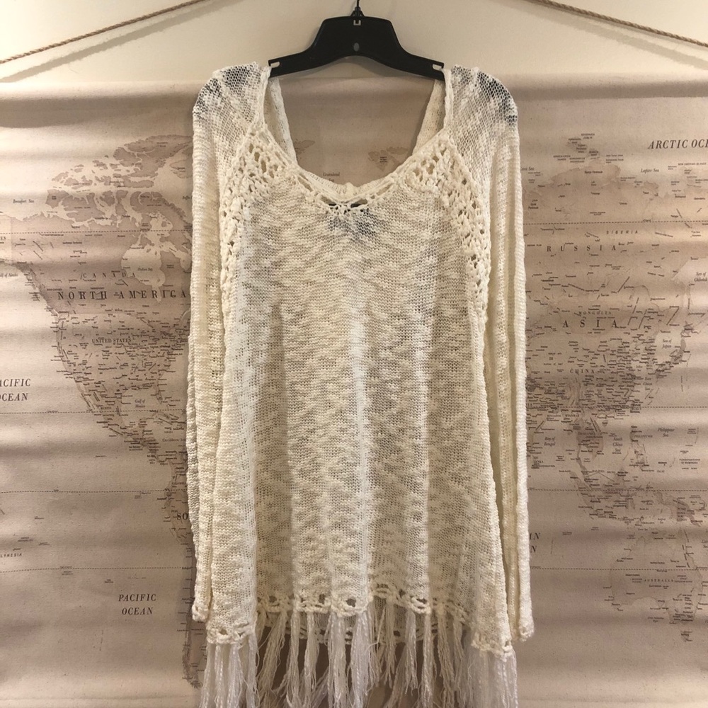 Lovemarks Cream Tassle Hoodie